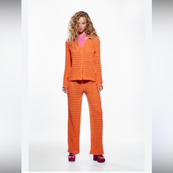 Zara Orange Knit Pants - Picture 2 of 6